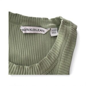 Calvin Klein Womens Sage Green Cropped Tank Top Size XS Sleeveless